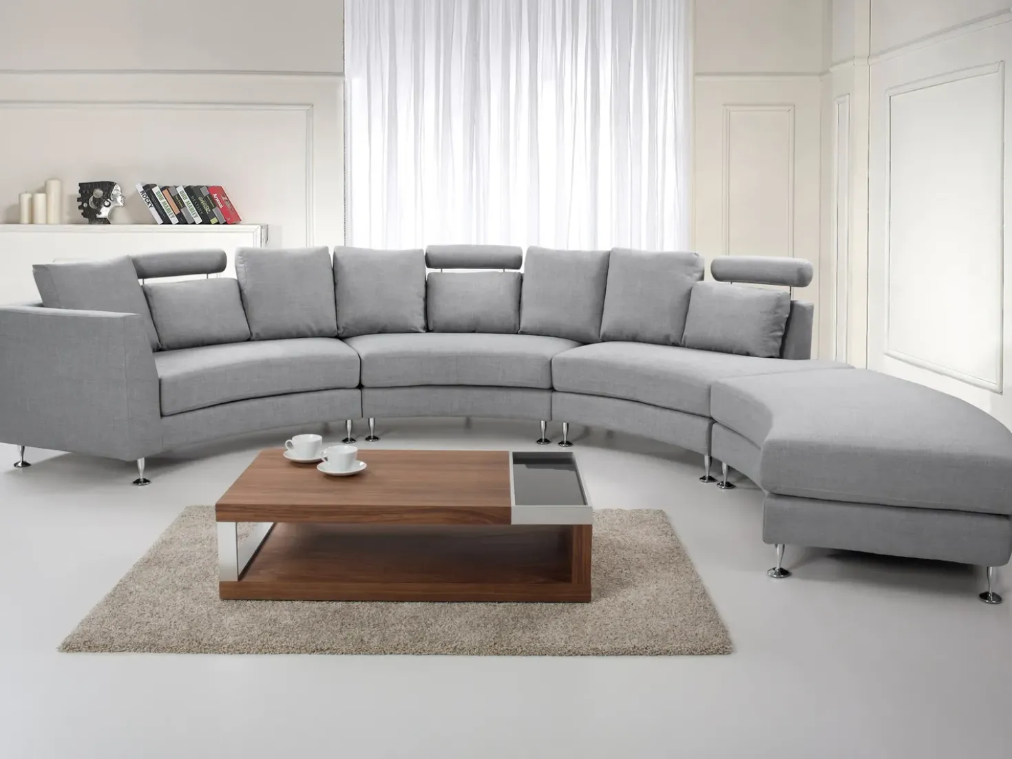 Divano semicircolare 7 posti ROTUNDE Tessuto Grigio chiaro