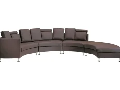 Hot Beliani Divano semicircolare 7 posti ROTUNDE Pelle naturale Marrone Marrone Argento