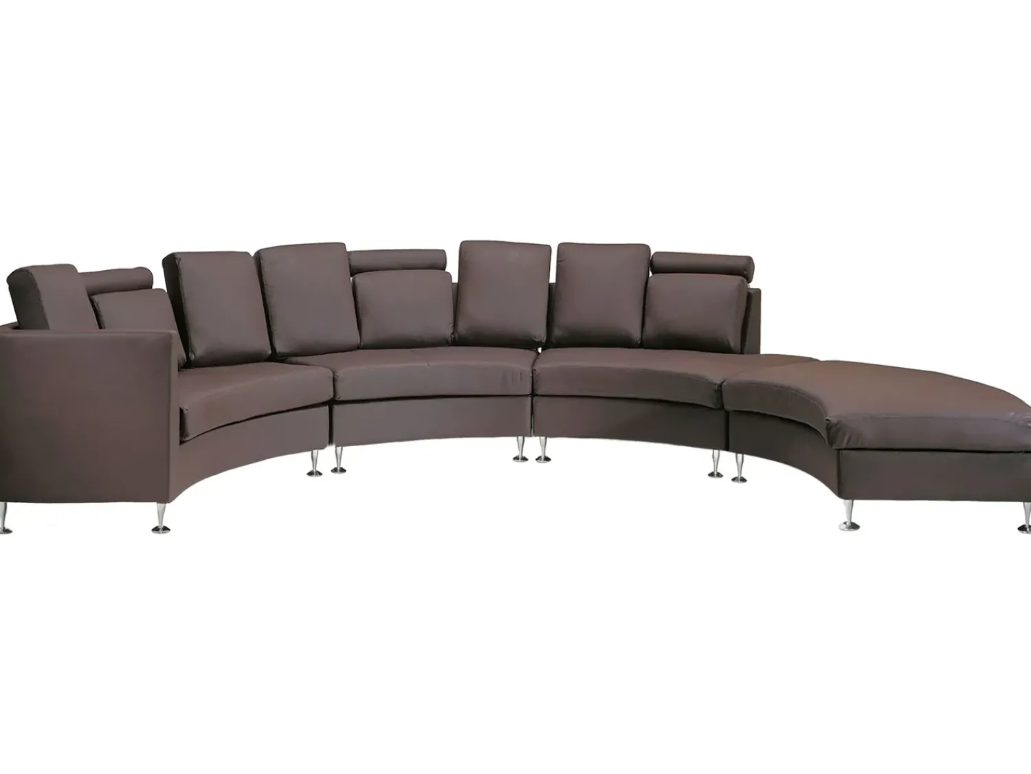 Hot Beliani Divano semicircolare 7 posti ROTUNDE Pelle naturale Marrone Marrone Argento
