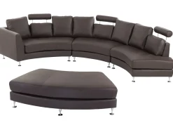 Hot Beliani Divano semicircolare 7 posti ROTUNDE Pelle naturale Marrone Marrone Argento