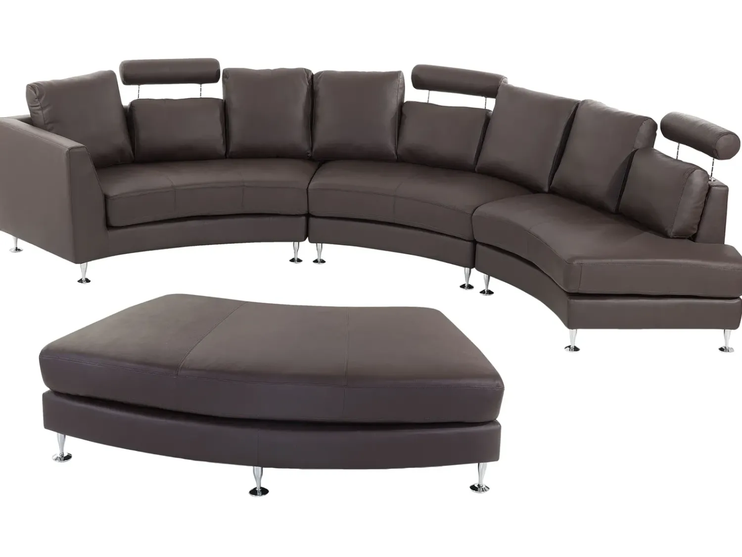 Hot Beliani Divano semicircolare 7 posti ROTUNDE Pelle naturale Marrone Marrone Argento