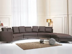 Hot Beliani Divano semicircolare 7 posti ROTUNDE Pelle naturale Marrone Marrone Argento