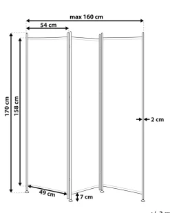 Sale Beliani Divisorio per ambienti a 3 pannelli NARNI 160 cm 170 cm Grigio