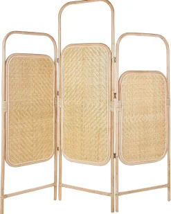 Hot Beliani Divisorio per ambienti a 3 pannelli CARPI Naturale 166 cm 180 cm Beige Naturale
