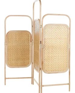 Hot Beliani Divisorio per ambienti a 3 pannelli CARPI Naturale 166 cm 180 cm Beige Naturale