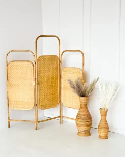 Hot Beliani Divisorio per ambienti a 3 pannelli CARPI Naturale 166 cm 180 cm Beige Naturale