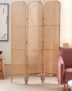 Beliani Divisorio per ambienti a 3 pannelli POTENZA Naturale 105 cm 180 cm Beige Naturale