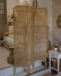 Beliani Divisorio per ambienti a 3 pannelli POTENZA Naturale 105 cm 180 cm Beige Naturale