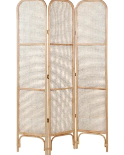 Beliani Divisorio per ambienti a 3 pannelli POTENZA Naturale 105 cm 180 cm Beige Naturale