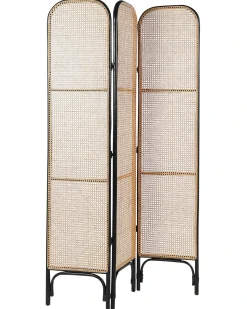 Discount Beliani Divisorio per ambienti a 3 pannelli POTENZA Marrone chiaro 105 cm 180 cm Naturale Marrone Nero