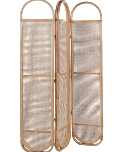 Outlet Beliani Divisorio per ambienti a 3 pannelli CORTONA Marrone chiaro 118 cm 180 cm Naturale Marrone