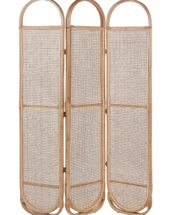 Outlet Beliani Divisorio per ambienti a 3 pannelli CORTONA Marrone chiaro 118 cm 180 cm Naturale Marrone