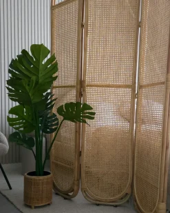 Outlet Beliani Divisorio per ambienti a 3 pannelli CORTONA Marrone chiaro 118 cm 180 cm Naturale Marrone