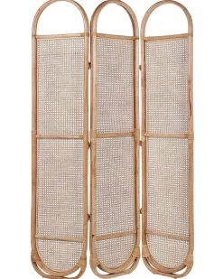 Outlet Beliani Divisorio per ambienti a 3 pannelli CORTONA Marrone chiaro 118 cm 180 cm Naturale Marrone
