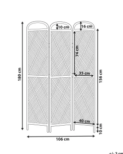 Hot Beliani Divisorio per ambienti a 3 pannelli COSENZA Marrone chiaro 106 cm 180 cm Beige Naturale