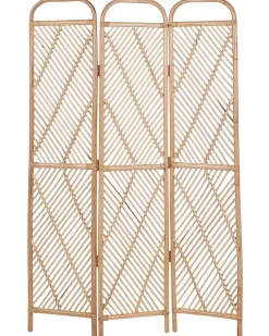 Hot Beliani Divisorio per ambienti a 3 pannelli COSENZA Marrone chiaro 106 cm 180 cm Beige Naturale