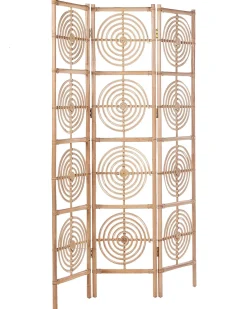 Clearance Beliani Divisorio per ambienti a 3 pannelli ALTAMURA Marrone chiaro 117 cm 180 cm Beige Naturale