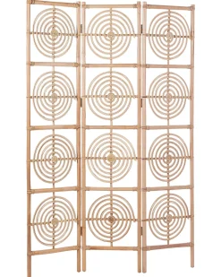 Clearance Beliani Divisorio per ambienti a 3 pannelli ALTAMURA Marrone chiaro 117 cm 180 cm Beige Naturale