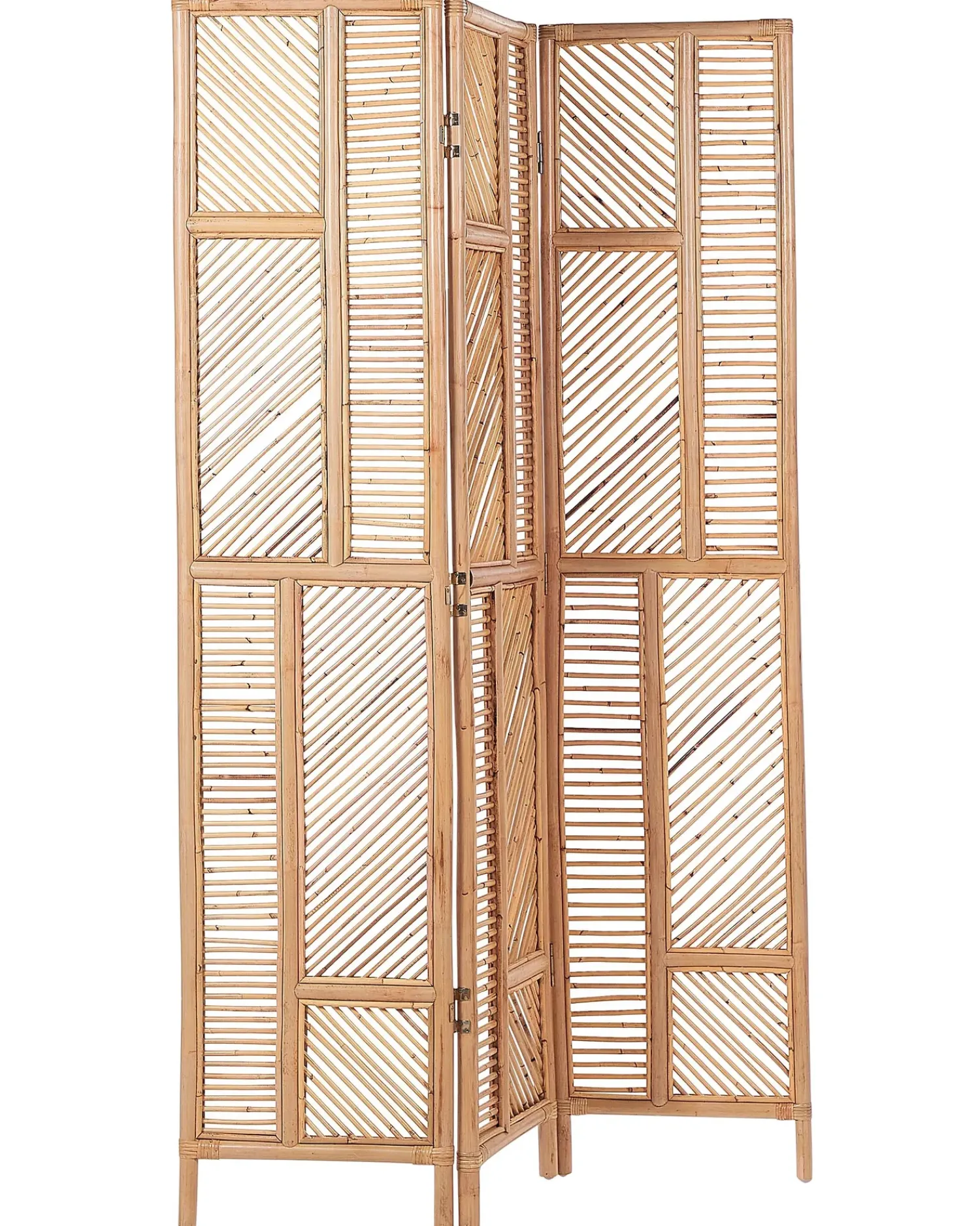 Hot Beliani Divisorio per ambienti a 3 pannelli LAMEZIA Marrone chiaro 117 cm 180 cm Beige Naturale