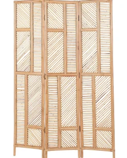 Hot Beliani Divisorio per ambienti a 3 pannelli LAMEZIA Marrone chiaro 117 cm 180 cm Beige Naturale