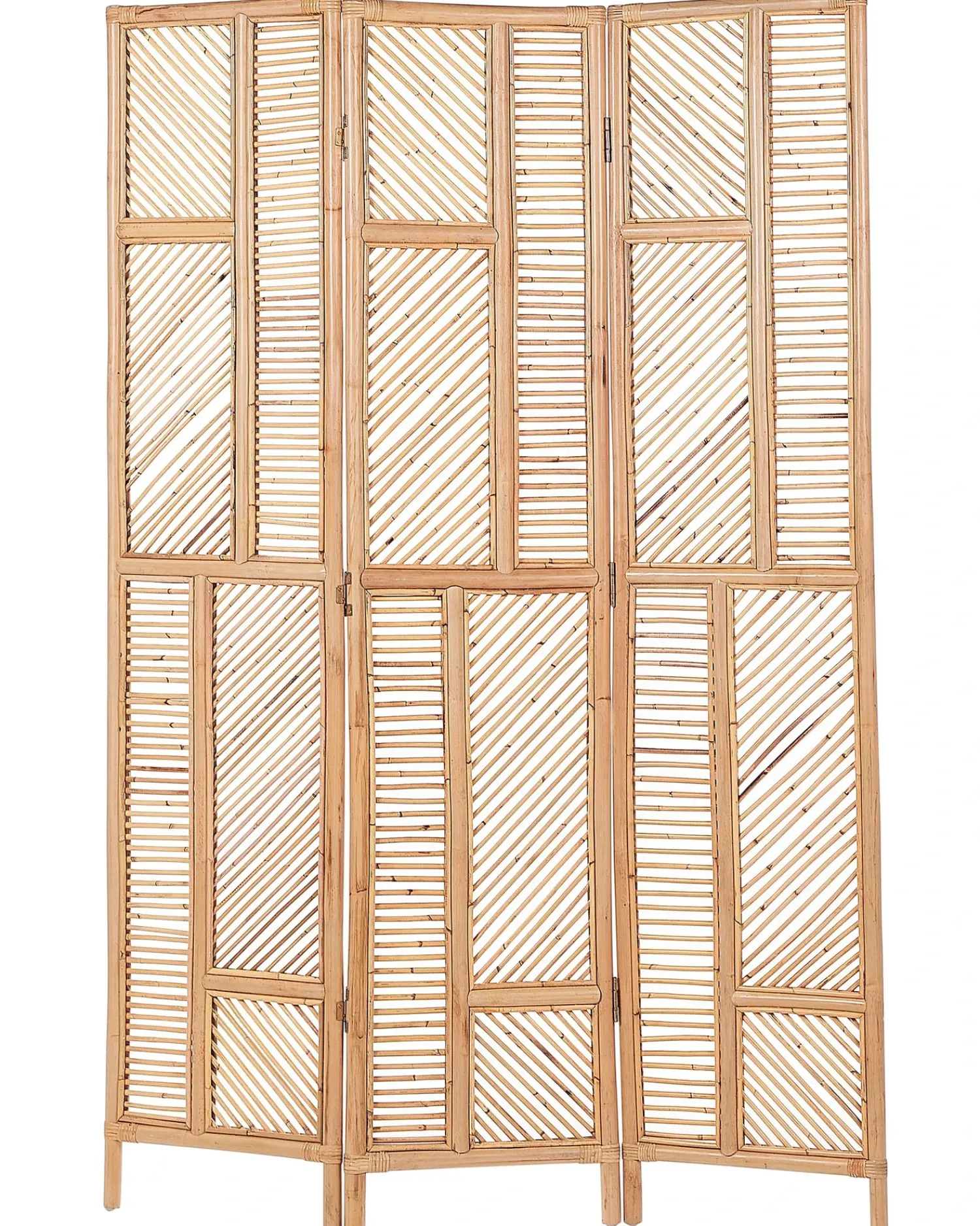 Hot Beliani Divisorio per ambienti a 3 pannelli LAMEZIA Marrone chiaro 117 cm 180 cm Beige Naturale