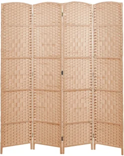 Hot Beliani Divisorio per ambienti a 4 pannelli LAPPAGO 163 cm 170 cm Naturale