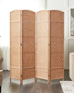 Hot Beliani Divisorio per ambienti a 4 pannelli LAPPAGO 163 cm 170 cm Naturale
