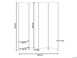 Hot Beliani Divisorio per ambienti a 4 pannelli LAPPAGO 163 cm 170 cm Naturale