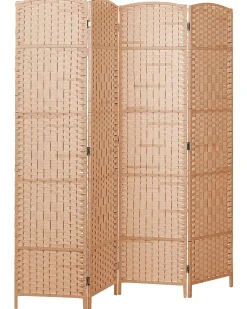 Hot Beliani Divisorio per ambienti a 4 pannelli LAPPAGO 163 cm 170 cm Naturale