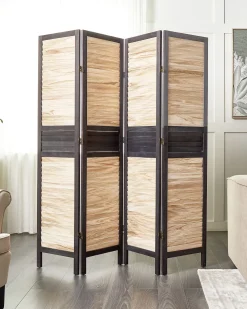 Beliani Divisorio per ambienti a 4 pannelli BRENNERBAD Marrone/Nero 164 cm 170 cm Marrone Nero