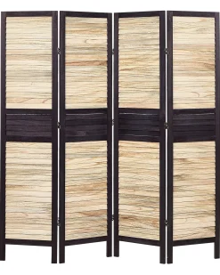 Beliani Divisorio per ambienti a 4 pannelli BRENNERBAD Marrone/Nero 164 cm 170 cm Marrone Nero