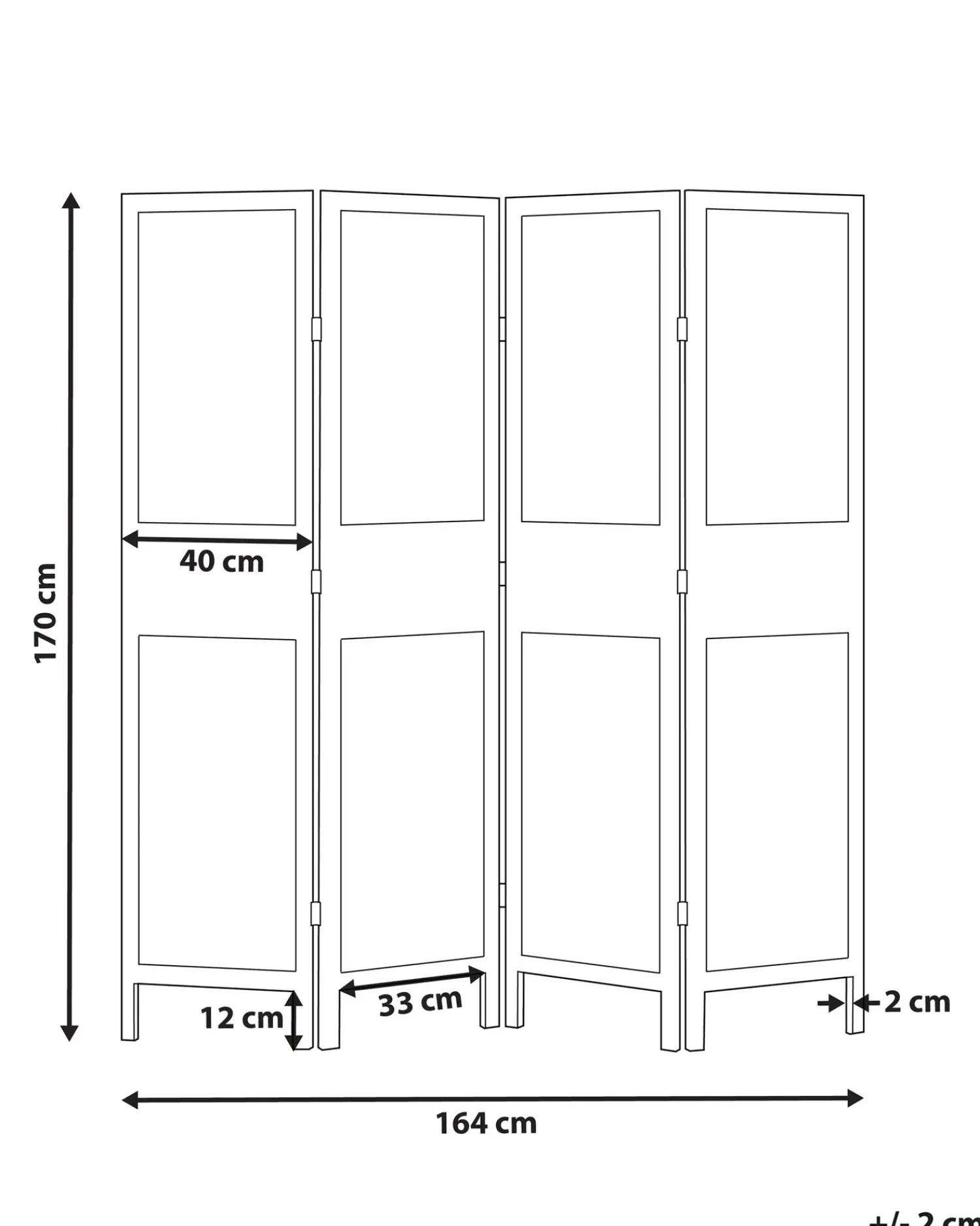 Beliani Divisorio per ambienti a 4 pannelli BRENNERBAD Marrone/Nero 164 cm 170 cm Marrone Nero