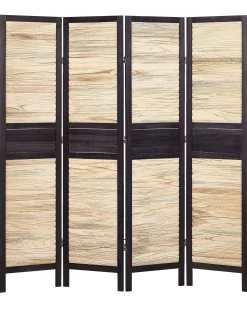 Beliani Divisorio per ambienti a 4 pannelli BRENNERBAD Marrone/Nero 164 cm 170 cm Marrone Nero