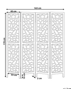 Hot Beliani Divisorio per ambienti a 4 pannelli PIANLARGO 163 cm 170 cm Nero