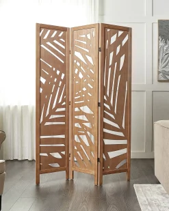 Clearance Beliani Divisorio per ambienti a 3 pannelli VERNAGO chiaro 122 cm 170 cm Marrone