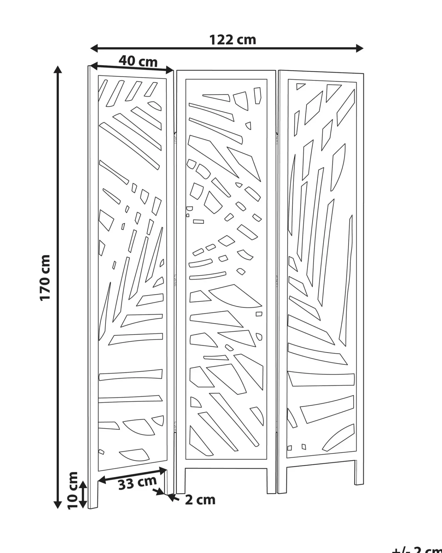 Clearance Beliani Divisorio per ambienti a 3 pannelli VERNAGO chiaro 122 cm 170 cm Marrone
