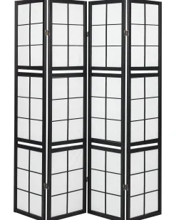 Outlet Beliani Divisorio per ambienti a 4 pannelli GOMAGOI 120 cm 170 cm Nero