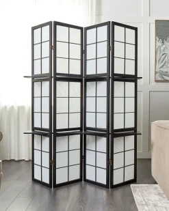 Outlet Beliani Divisorio per ambienti a 4 pannelli GOMAGOI 120 cm 170 cm Nero