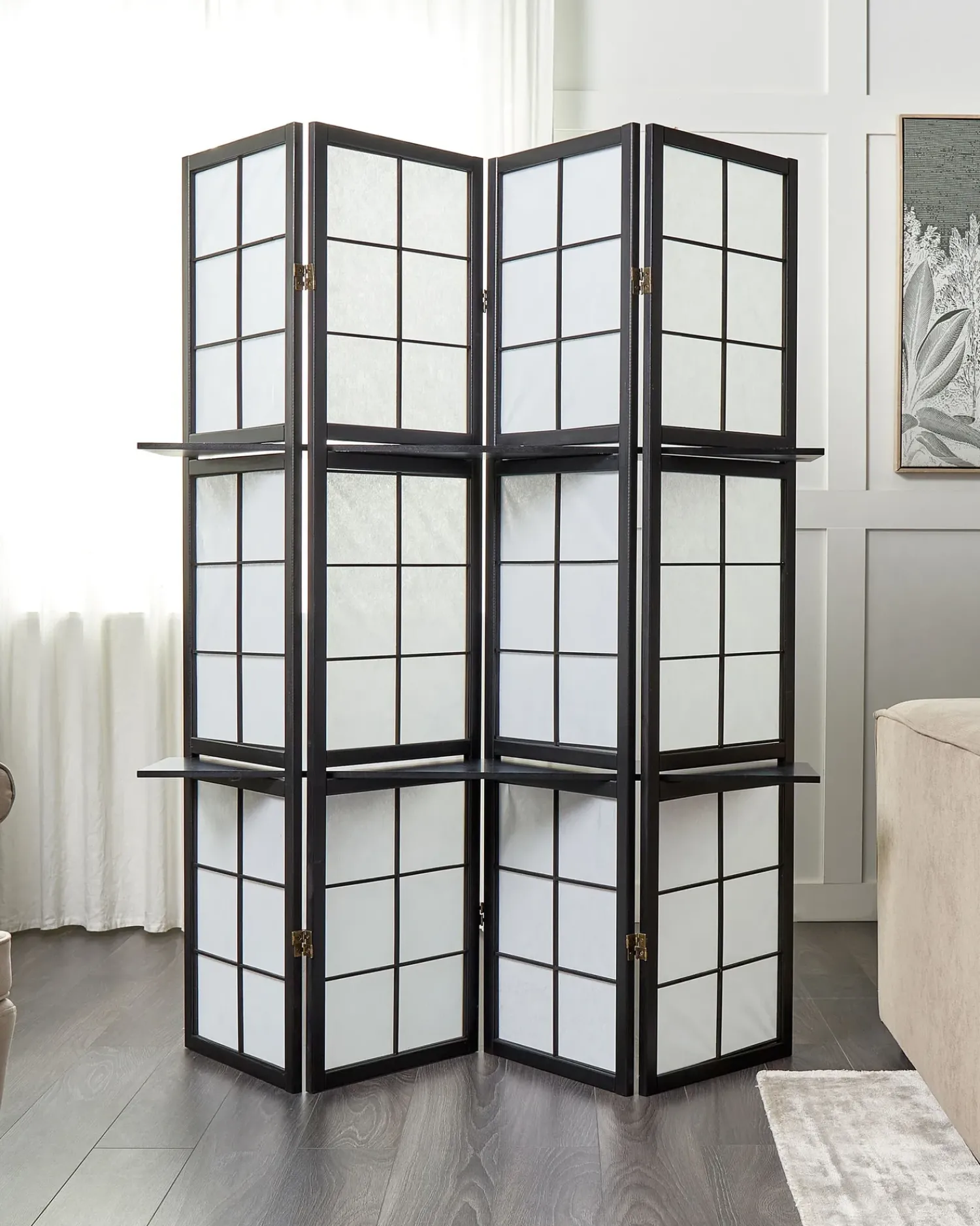 Outlet Beliani Divisorio per ambienti a 4 pannelli GOMAGOI 120 cm 170 cm Nero