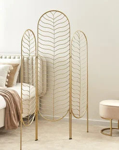 Discount Beliani Divisorio per ambienti a 3 pannelli PESCIA 120 cm 160 cm Oro