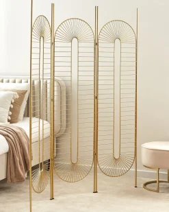Best Beliani Divisorio per ambienti a 3 pannelli NOALE 135 cm 170 cm Oro
