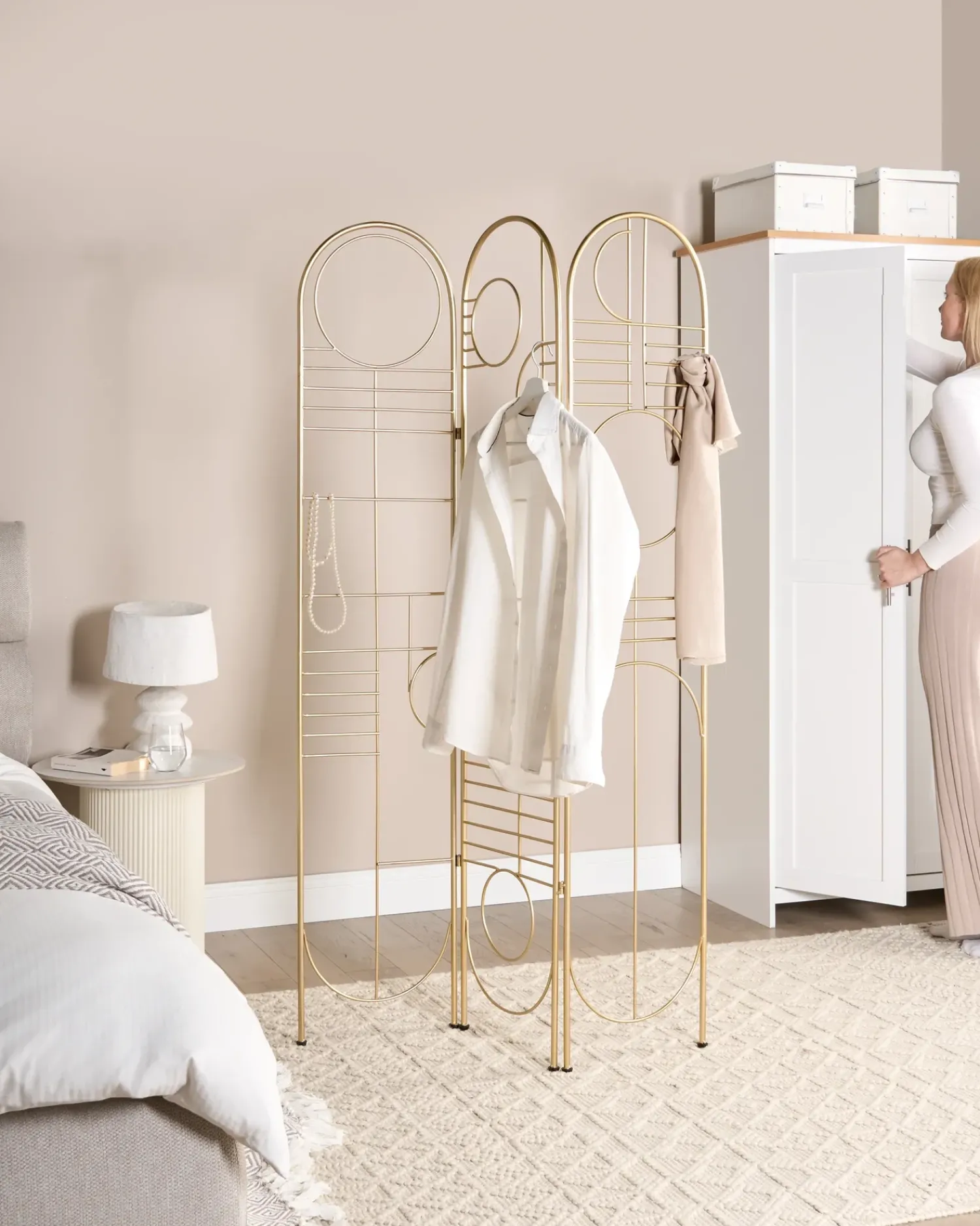 Sale Beliani Divisorio per ambienti a 3 pannelli TURANIA 100 cm 170 cm Oro
