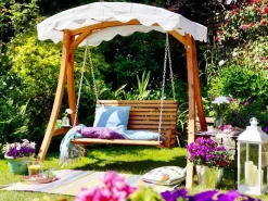 Outlet Beliani Dondolo da giardino ANDRIA Legno di larice Marrone Beige Marrone