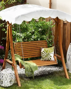 Outlet Beliani Dondolo da giardino ANDRIA Legno di larice Marrone Beige Marrone