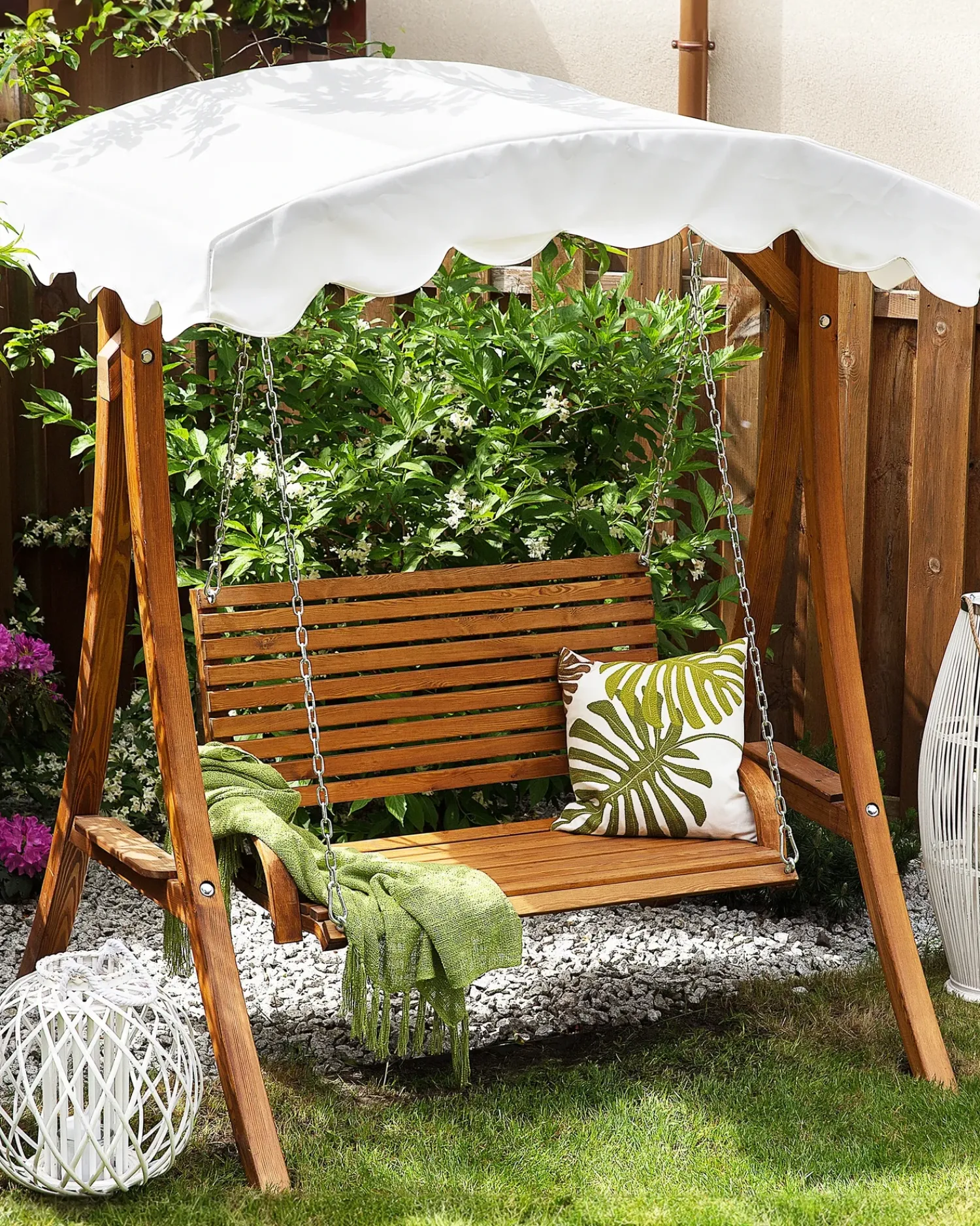 Outlet Beliani Dondolo da giardino ANDRIA Legno di larice Marrone Beige Marrone