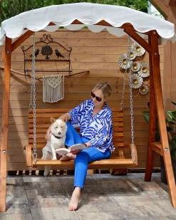 Outlet Beliani Dondolo da giardino ANDRIA Legno di larice Marrone Beige Marrone