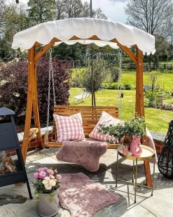Outlet Beliani Dondolo da giardino ANDRIA Legno di larice Marrone Beige Marrone