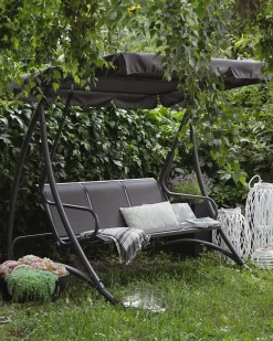 Beliani Dondolo da giardino BOGART Metallo Grigio