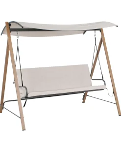 Outlet Beliani Dondolo da giardino BONAGIA Metallo Beige Beige Grigio Marrone