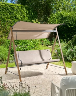 Outlet Beliani Dondolo da giardino BONAGIA Metallo Beige Beige Grigio Marrone